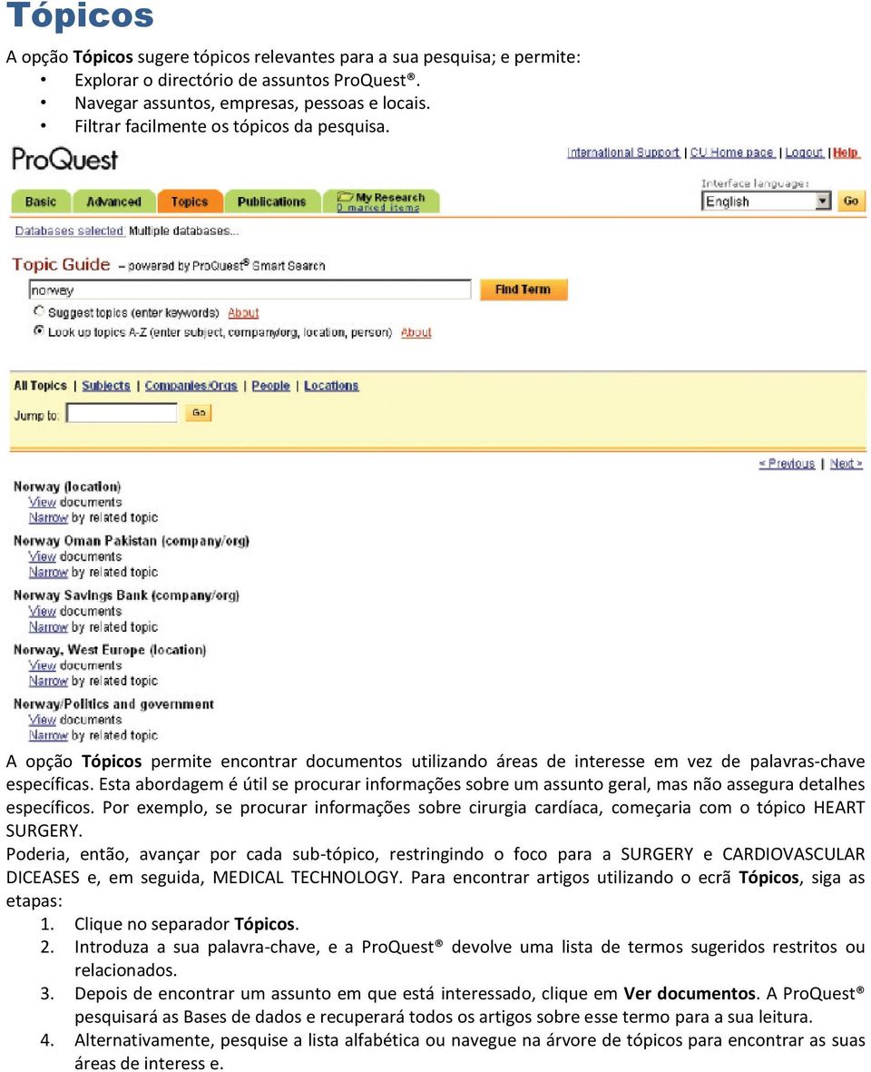 Esta abordagem é útil se procurar informações sobre um assunto geral, mas não assegura detalhes específicos.