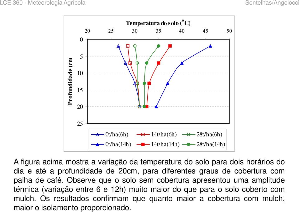 diferentes graus de cobertura com palha de café.