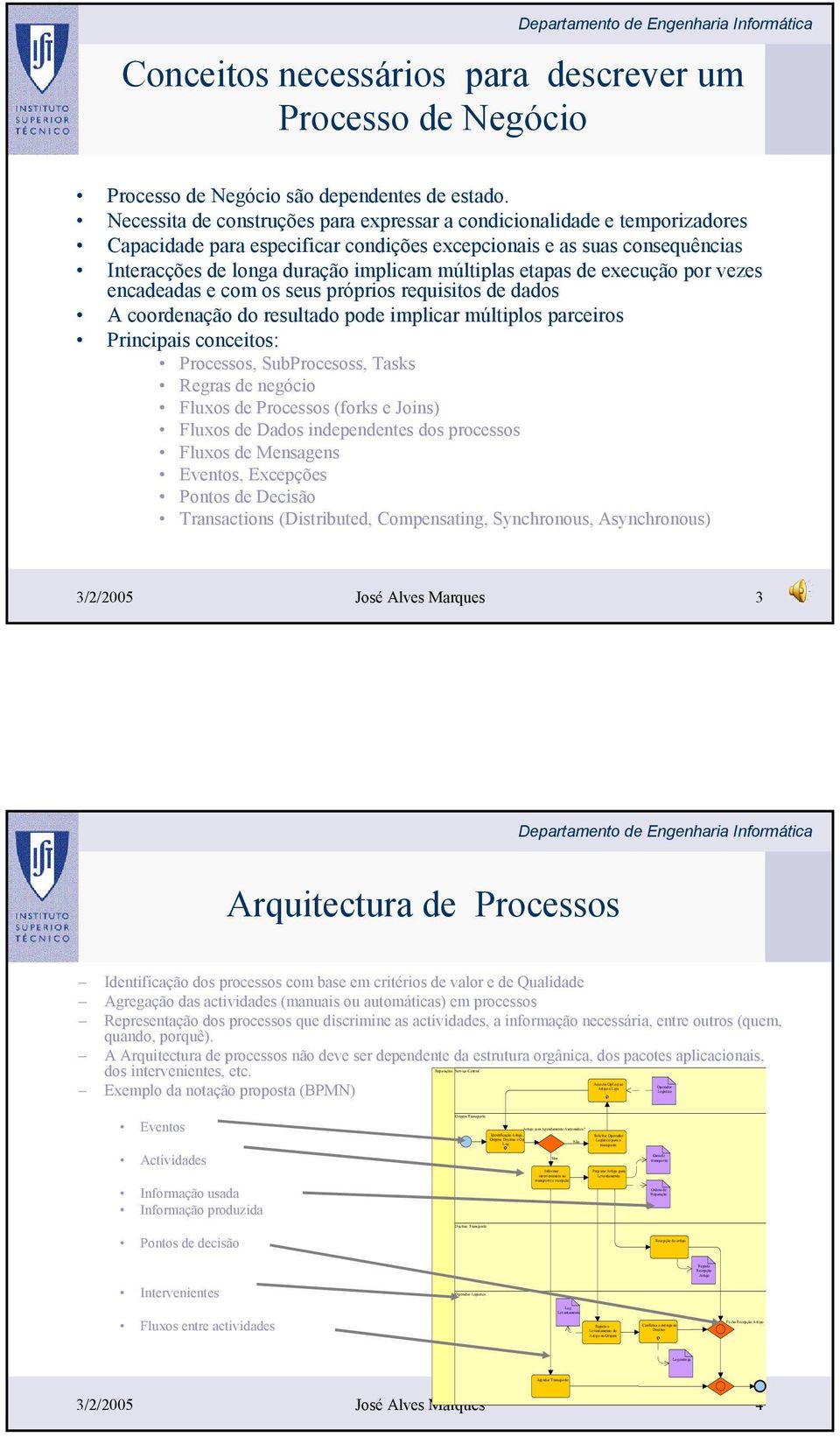 etapas de execução por vezes encadeadas e com os seus próprios requisitos de dados A coordenação do resultado pode implicar múltiplos parceiros Principais conceitos: Processos, SubProcesoss, Tasks