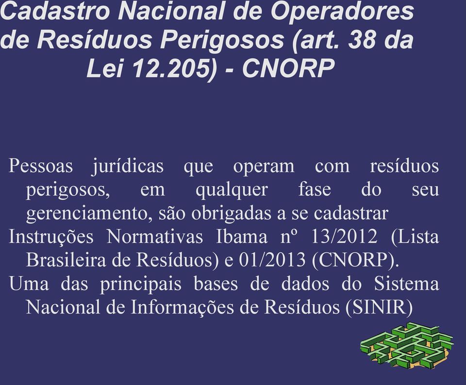 gerenciamento, são obrigadas a se cadastrar Instruções Normativas Ibama nº 13/2012 (Lista