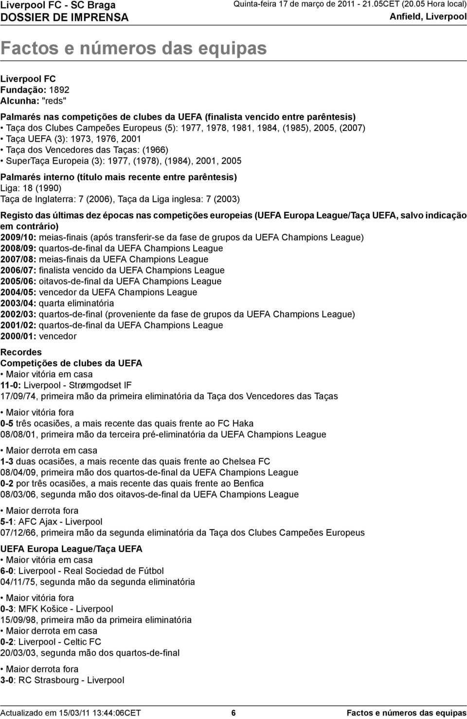 ():,,,, (),, () Taça UEFA ():,, Taça dos Vencedores das Taças: () SuperTaça Europeia ():, (), (),, Palmarés interno (título mais recente entre parêntesis) : () Taça de Inglaterra: (), Taça da