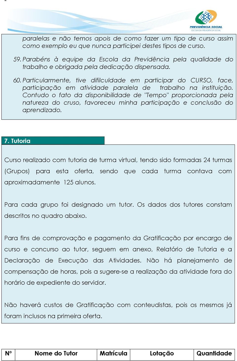 Particularmente, tive difilculdade em participar do CURSO, face, participação em atividade paralela de trabalho na instituição.