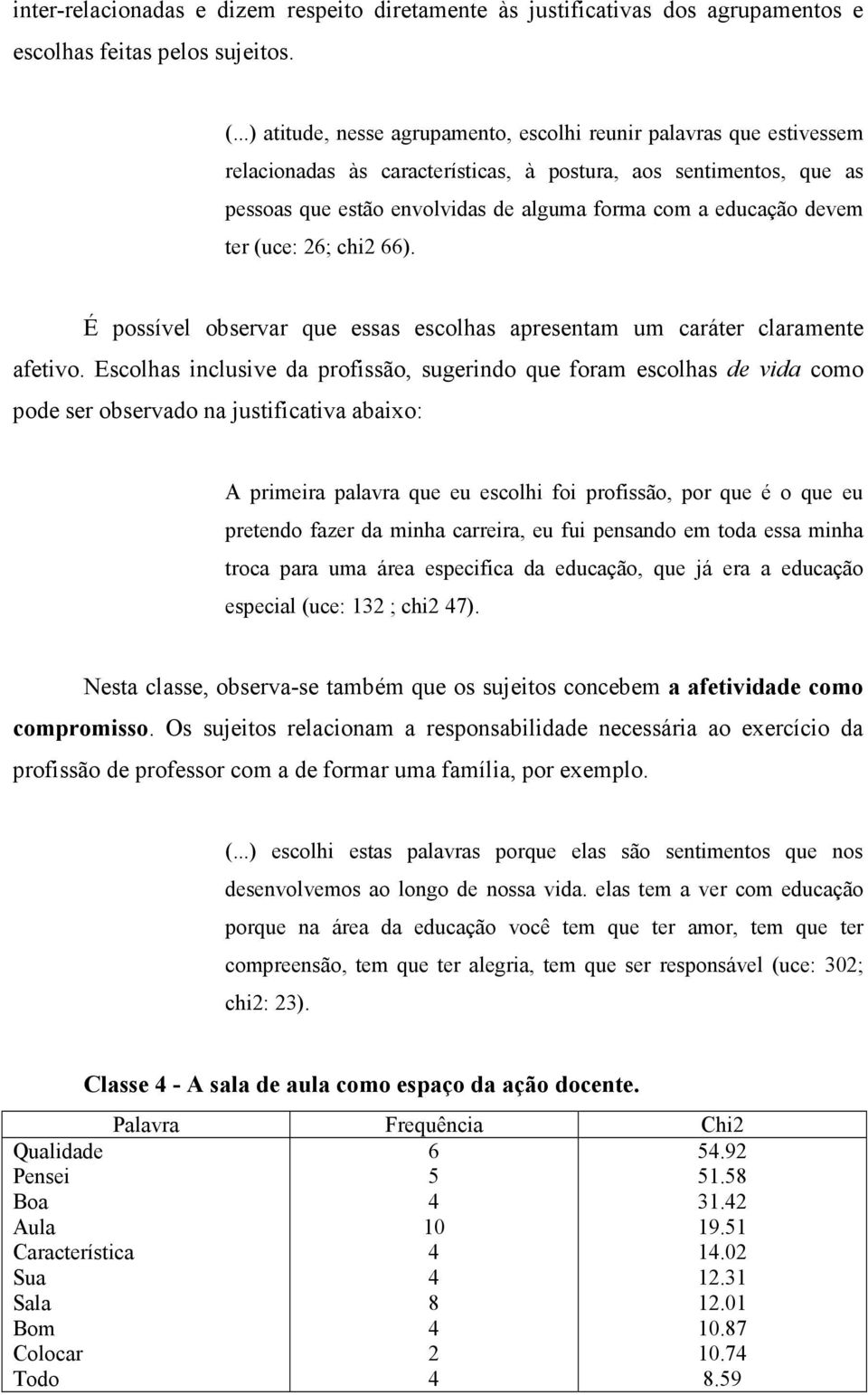 devem ter (uce: 26; chi2 66). É possível observar que essas escolhas apresentam um caráter claramente afetivo.