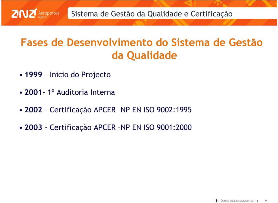 Auditoria Interna 2002 Certificação APCER NP EN