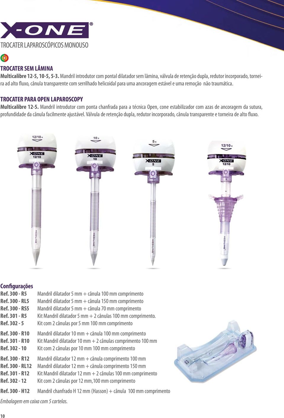 uma remoção não traumática. TROCATER PARA OPEN LAPAROSCOPY Multicalibre 12-5.