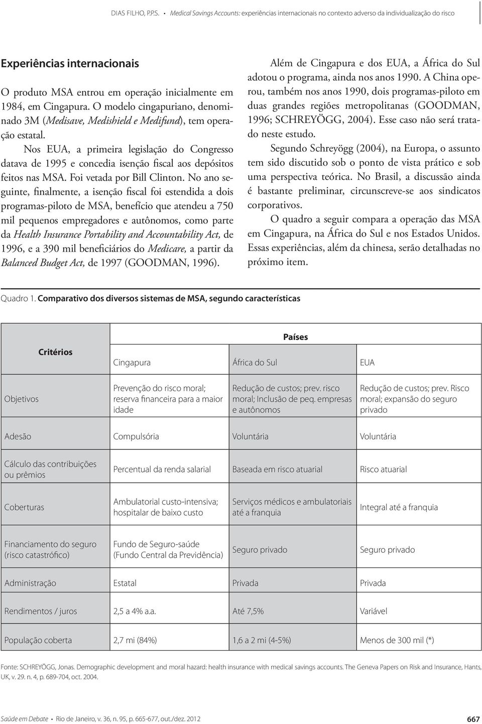 No ano seguinte, finalmente, a isenção fiscal foi estendida a dois programas-piloto de MSA, benefício que atendeu a 750 mil pequenos empregadores e autônomos, como parte da Health Insurance