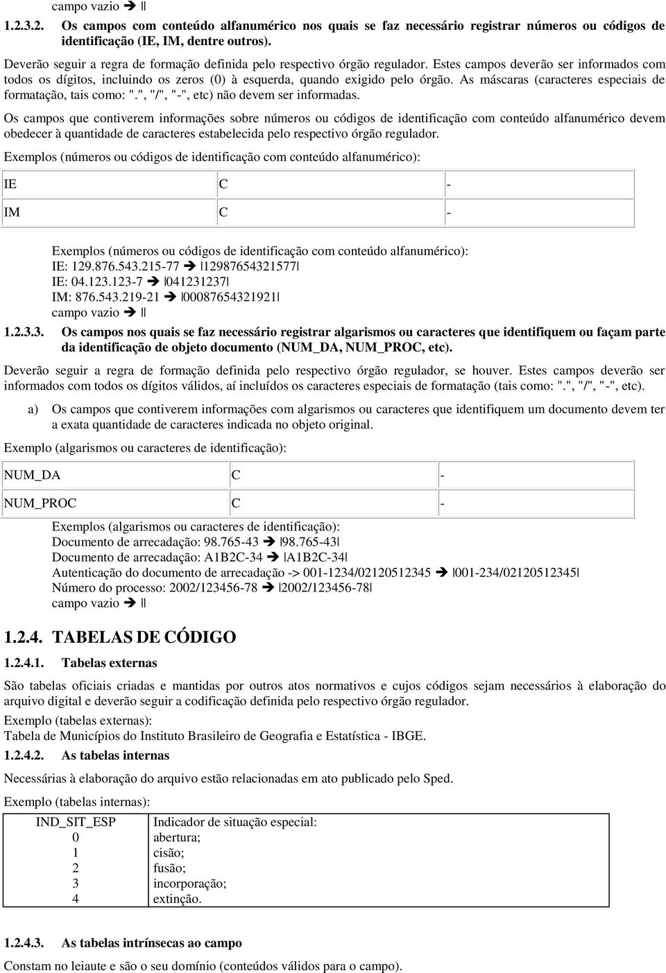 As máscaras (caracteres especiais de formatação, tais como: ".", "/", "-", etc) não devem ser informadas.