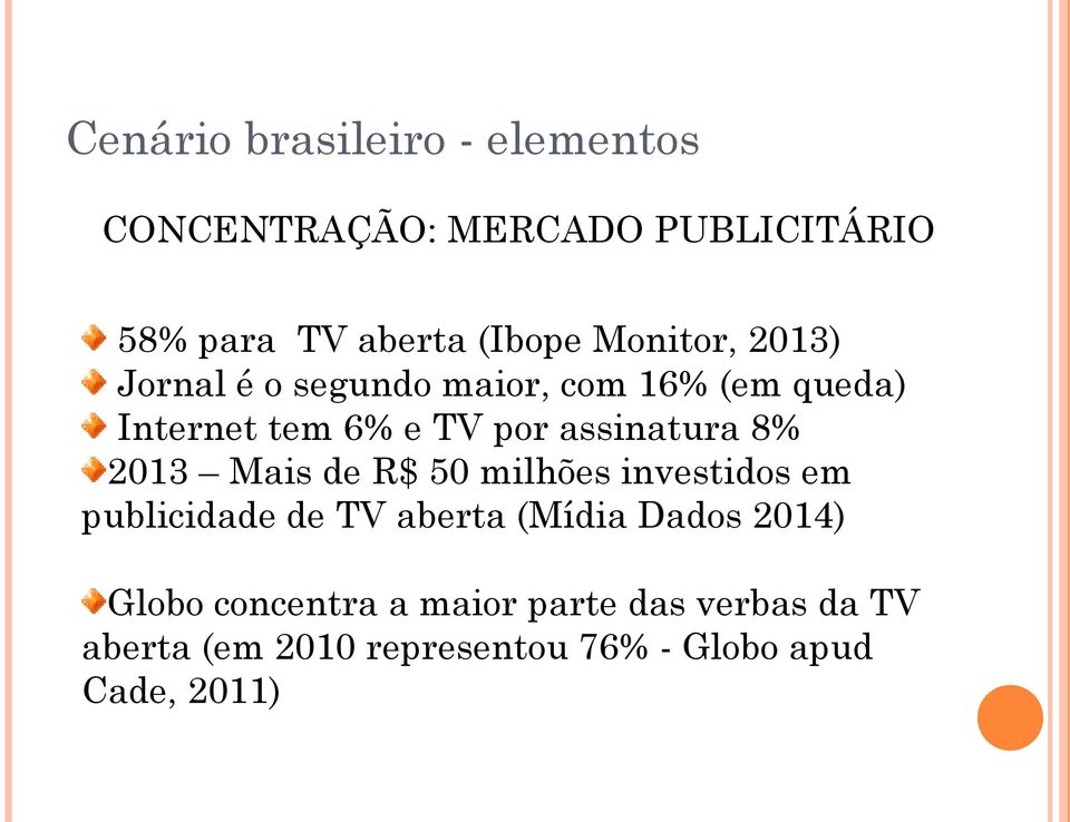 assinatura 8% 2013 Mais de R$ 50 milhões investidos em publicidade de TV aberta (Mídia Dados