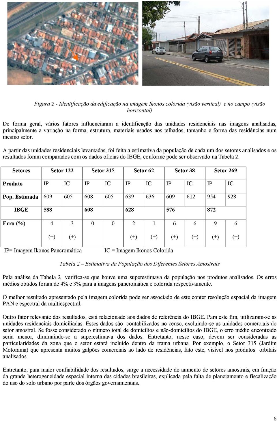 A partir das unidades residenciais levantadas, foi feita a estimativa da população de cada um dos setores analisados e os resultados foram comparados com os dados oficias do IBGE, conforme pode ser