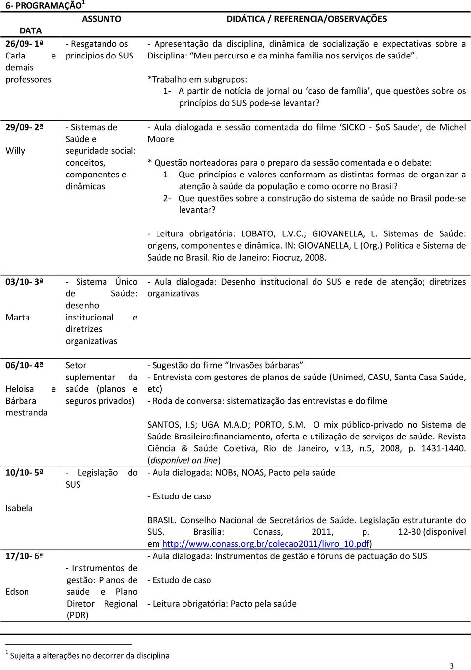 *Trabalho em subgrupos: 1- A partir de notícia de jornal ou caso de família, que questões sobre os princípios do SUS pode-se levantar?