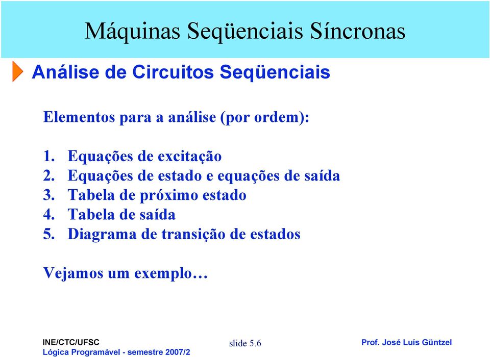 próximo estado 4 Tabela de saída 5 Diagrama de transição de estados