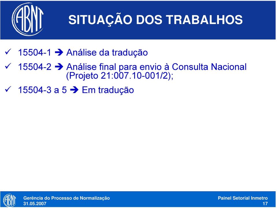 envio à Consulta Nacional (Projeto