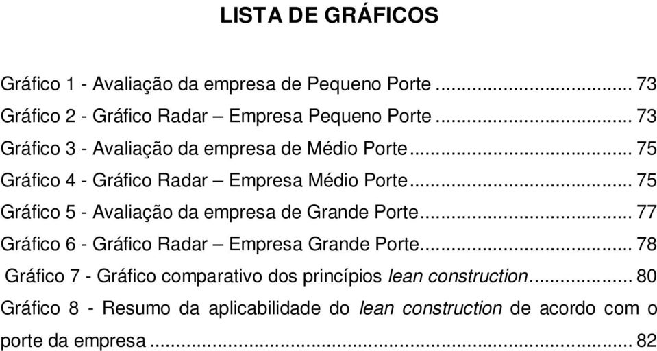 .. 75 Gráfico 5 - Avaliação da empresa de Grande Porte... 77 Gráfico 6 - Gráfico Radar Empresa Grande Porte.