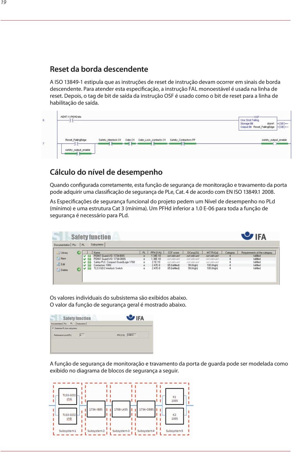 Cálculo do nível de desempenho Quando configurada corretamente, esta função de segurança de monitoração e travamento da porta pode adquirir uma classificação de segurança de PLe, Cat.