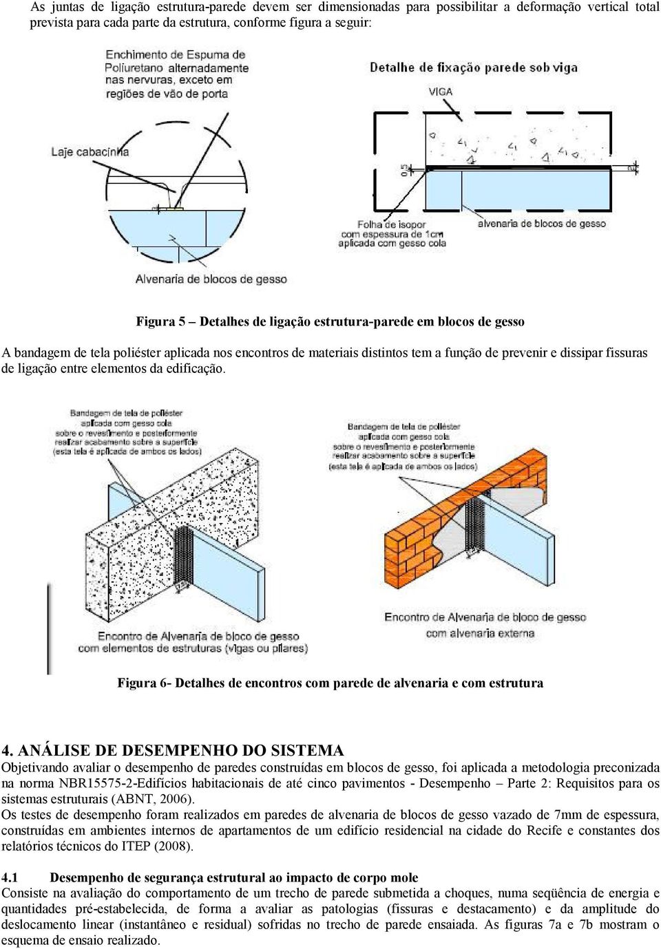 edificação. Figura 6- Detalhes de encontros com parede de alvenaria e com estrutura 4.