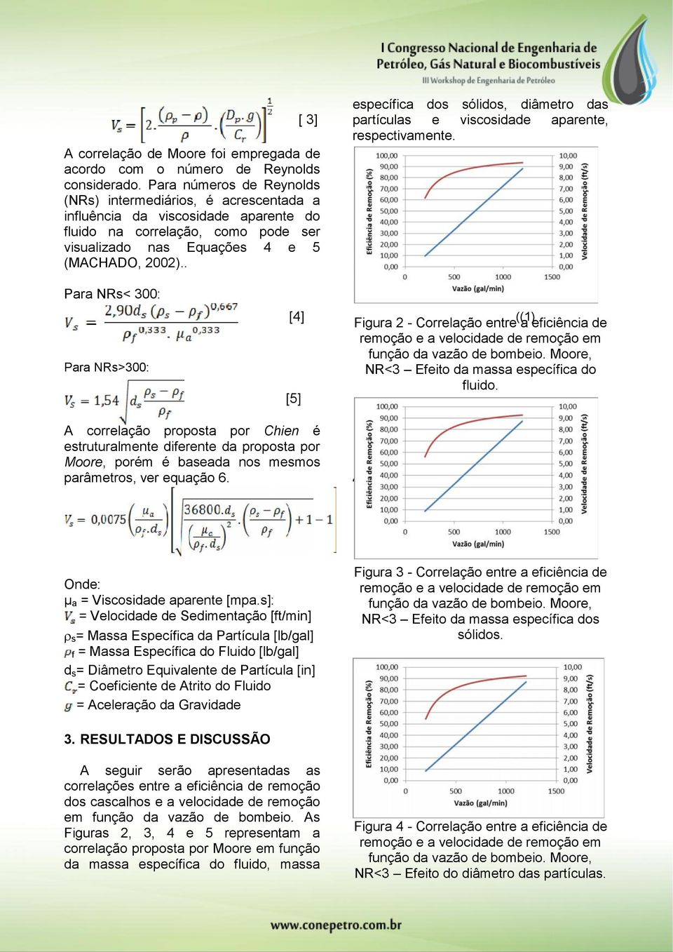 . específica dos sólidos, diâmetro das partículas e viscosidade aparente, respectivamente.