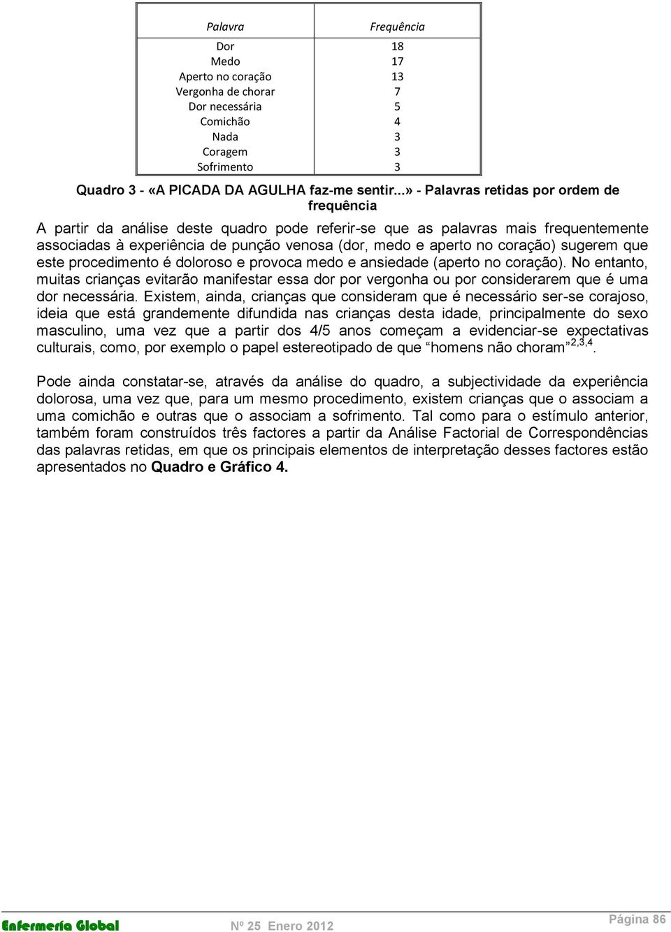 coração) sugerem que este procedimento é doloroso e provoca medo e ansiedade (aperto no coração).