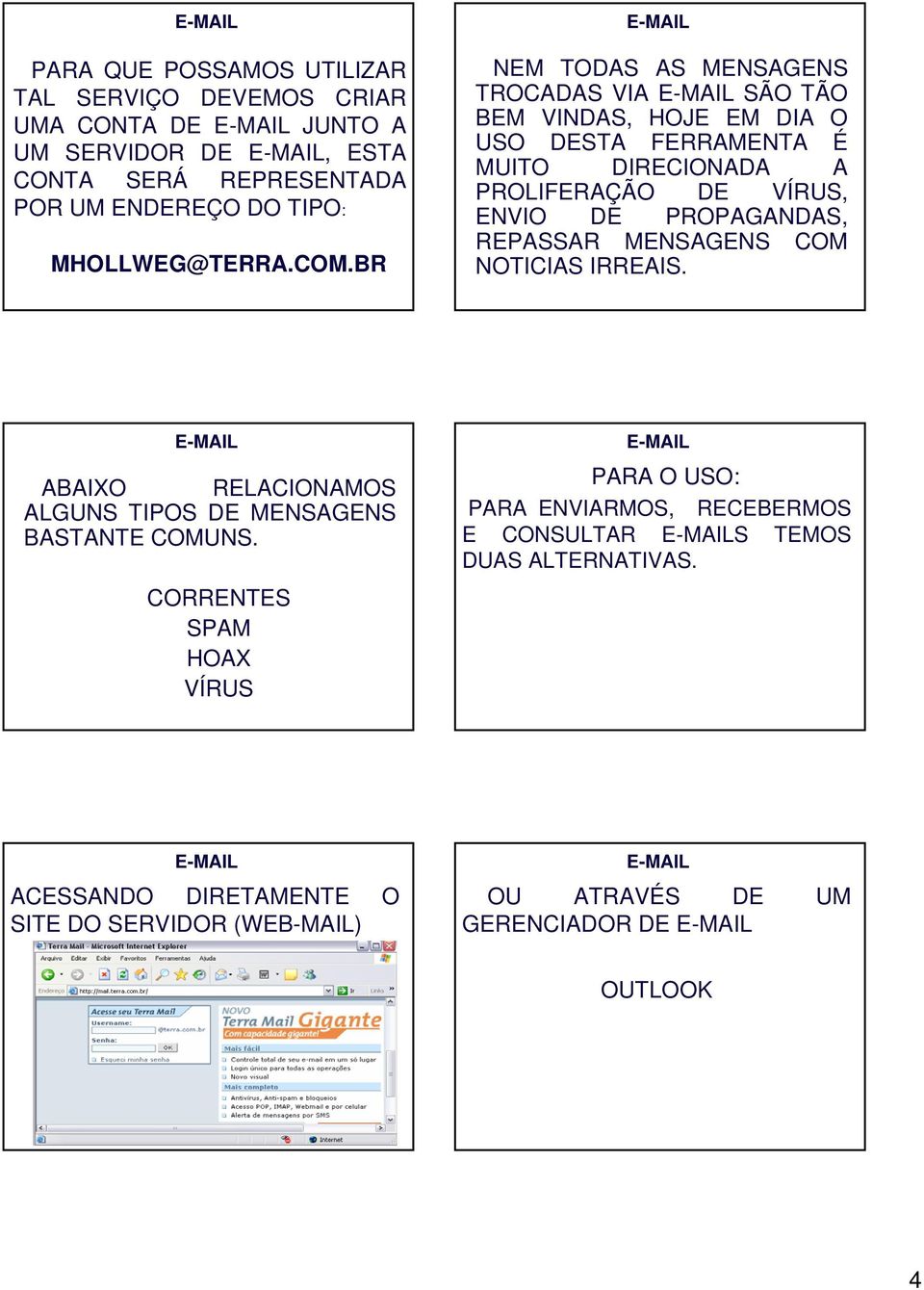 BR NEM TODAS AS MENSAGENS TROCADAS VIA SÃO TÃO BEM VINDAS, HOJE EM DIA O USO DESTA FERRAMENTA É MUITO DIRECIONADA A PROLIFERAÇÃO DE VÍRUS, ENVIO DE