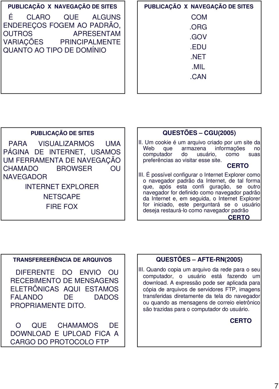 Um cookie é um arquivo criado por um site da Web que armazena informações no computador do usuário, como suas preferências ao visitar esse site. CERTO III.