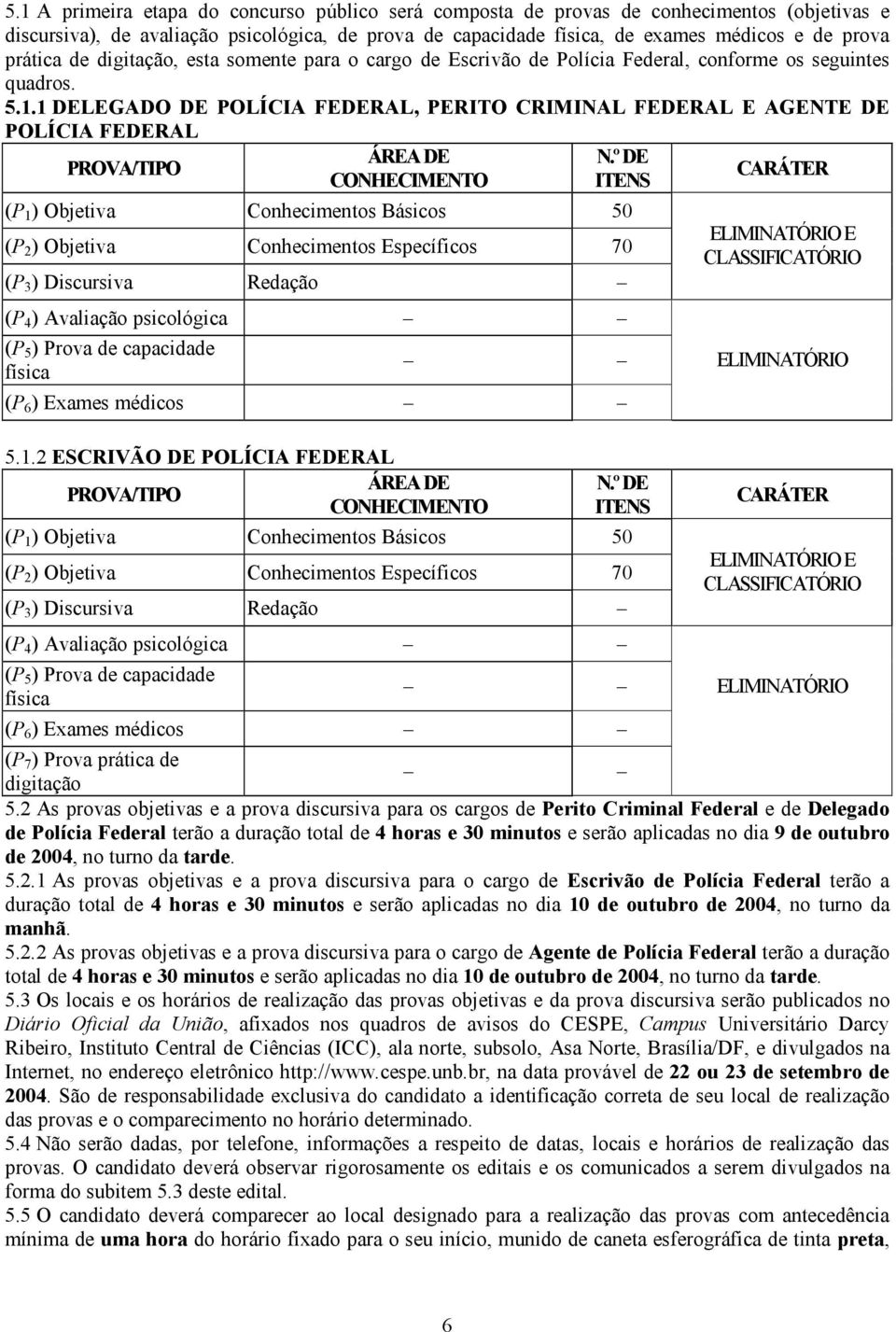 1 DELEGADO DE POLÍCIA FEDERAL, PERITO CRIMINAL FEDERAL E AGENTE DE POLÍCIA FEDERAL PROVA/TIPO ÁREA DE CONHECIMENTO N.