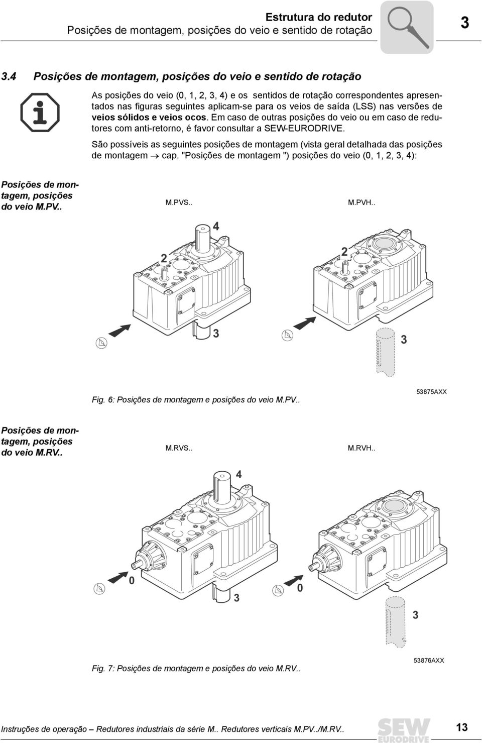 de saída (LSS) nas versões de veios sólidos e veios ocos. Em caso de outras posições do veio ou em caso de redutores com anti-retorno, é favor consultar a SEW-EURODRIVE.