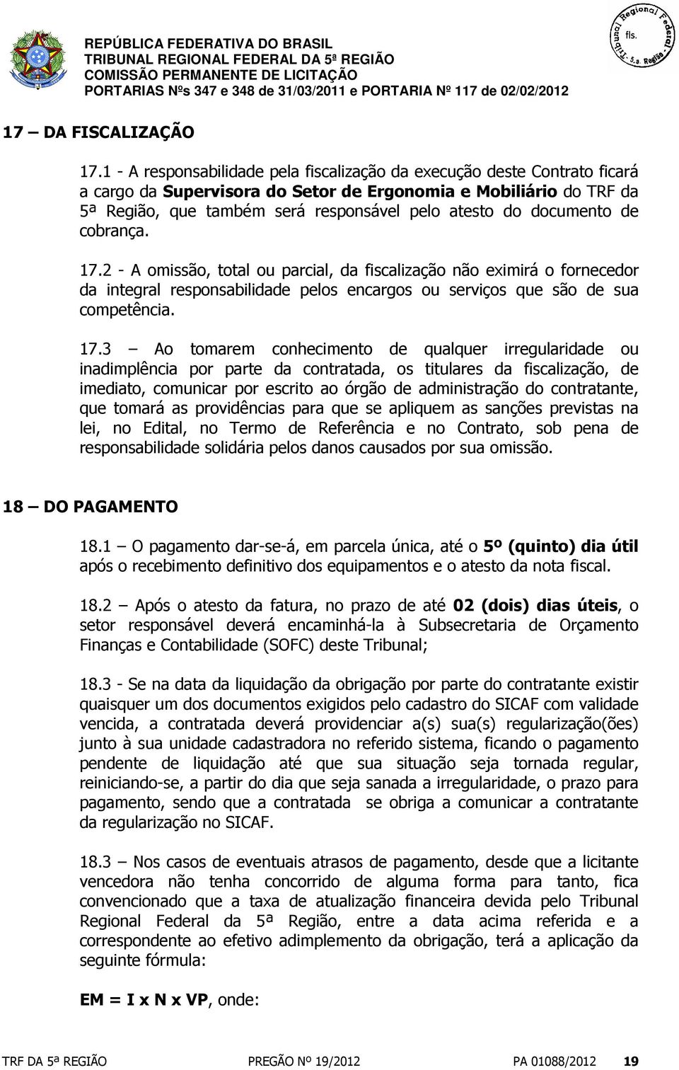 documento de cobrança. 17.