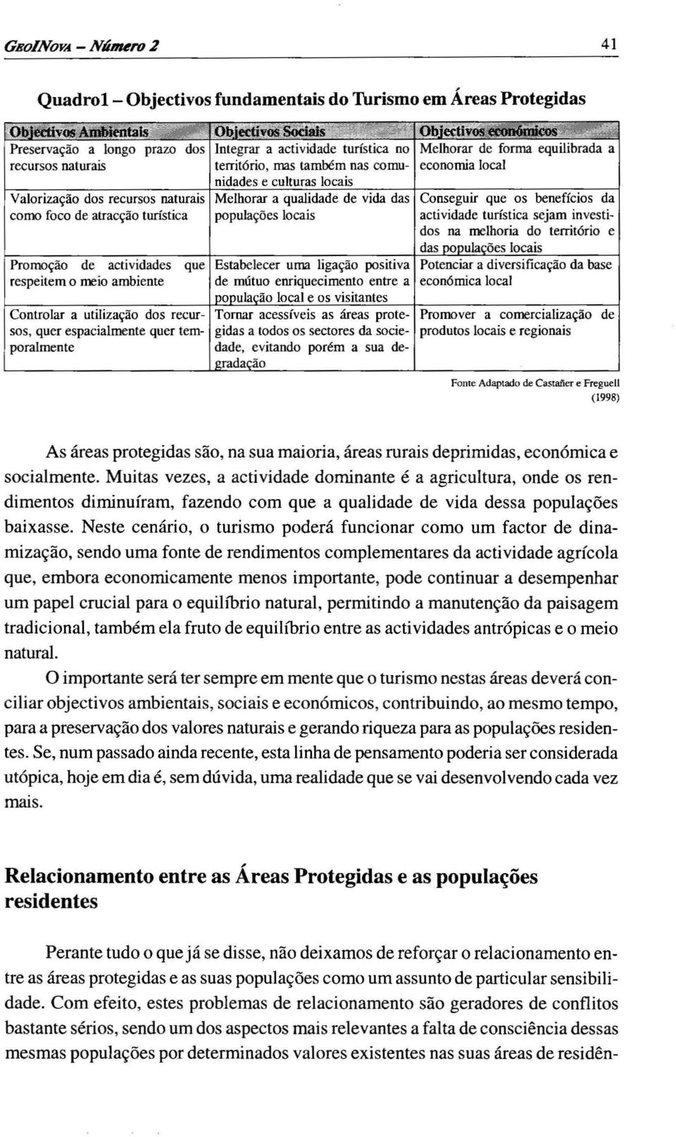 locais Valorização dos recursos naturais Melhorar a qualidade de vida das Conseguir que os benefícios da como foco de atracção turística populações locais actividade turística sejam investidos na