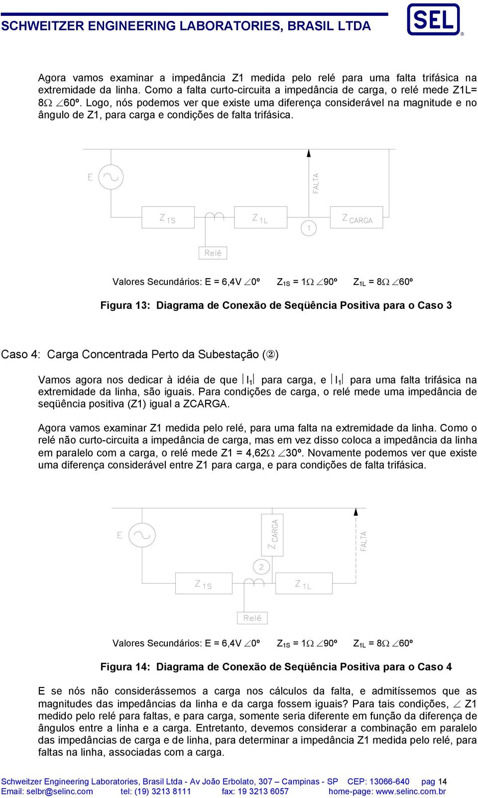 Valores Secundários: E = 6,4V 0º Z 1S = 1Ω 90º Z 1L = 8Ω 60º Figura 13: Diagrama de Conexão de Seqüência Positiva para o Caso 3 Caso 4: Carga Concentrada Perto da Subestação (2) Vamos agora nos