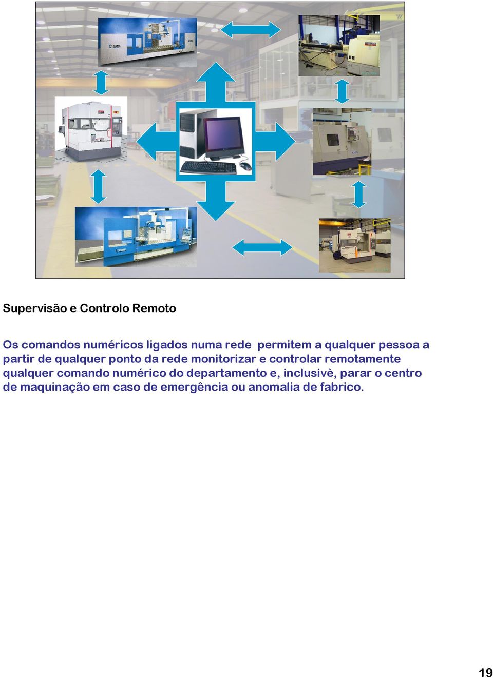 e controlar remotamente qualquer comando numérico do departamento e,