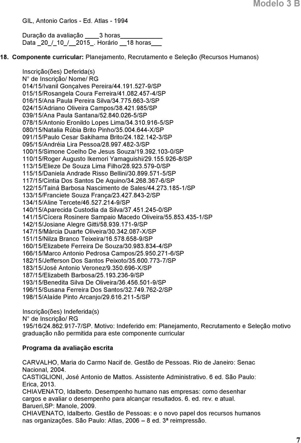 026-5/SP 078/15/Antonio Eronildo Lopes Lima/34.310.916-5/SP 080/15/Natalia Rúbia Brito Pinho/35.004.644-X/SP 091/15/Paulo Cesar Sakihama Brito/24.182.142-3/SP 095/15/Andréia Lira Pessoa/28.997.