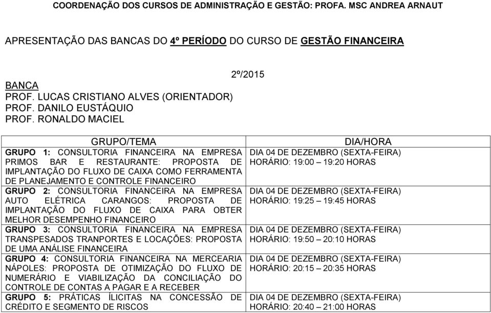 CONSULTORIA FINANCEIRA NA EMPRESA AUTO ELÉTRICA CARANGOS: PROPOSTA DE IMPLANTAÇÃO DO FLUXO DE CAIXA PARA OBTER MELHOR DESEMPENHO FINANCEIRO GRUPO 3: CONSULTORIA FINANCEIRA NA EMPRESA TRANSPESADOS