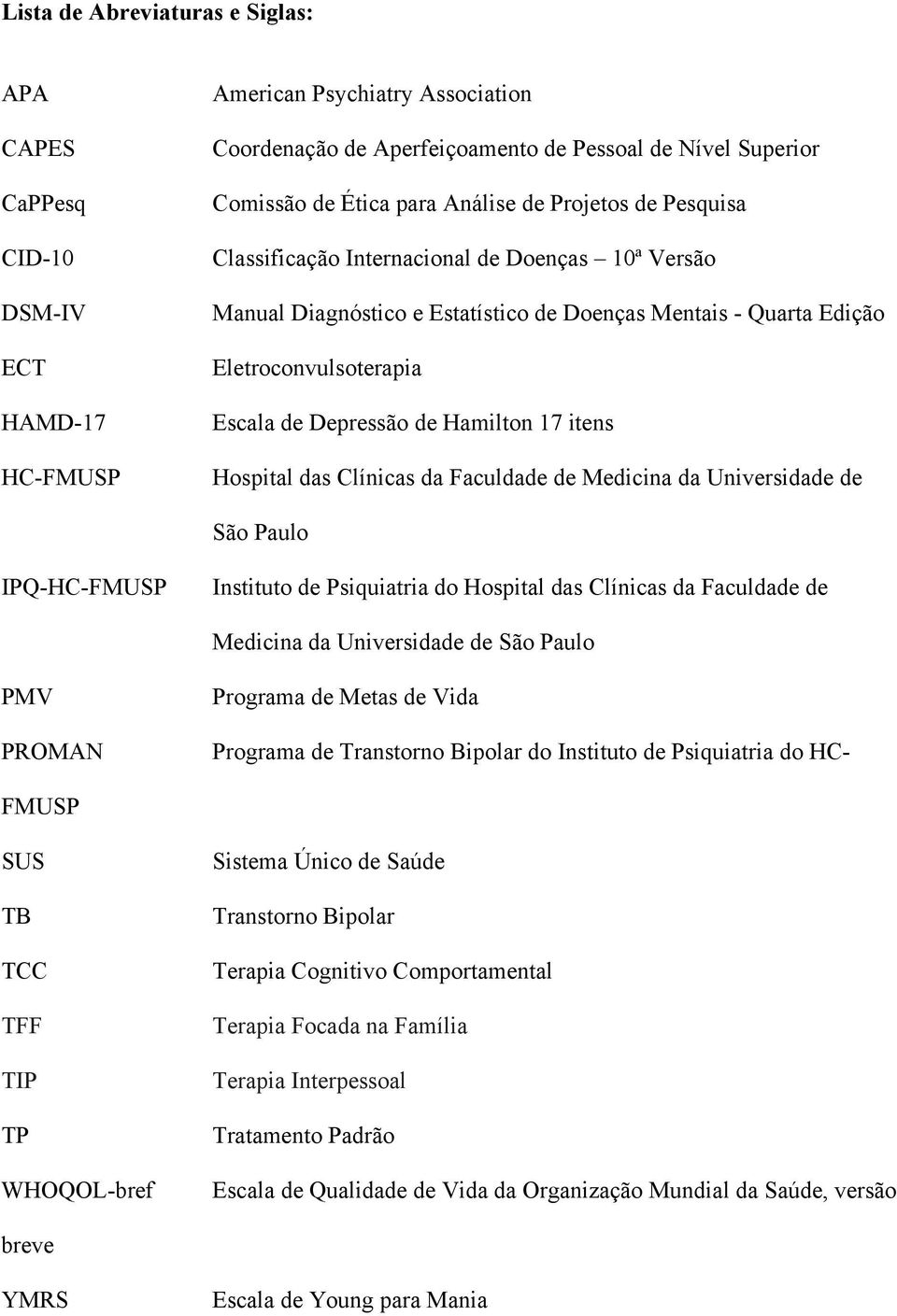 Hamilton 17 itens Hospital das Clínicas da Faculdade de Medicina da Universidade de São Paulo IPQ-HC-FMUSP Instituto de Psiquiatria do Hospital das Clínicas da Faculdade de Medicina da Universidade