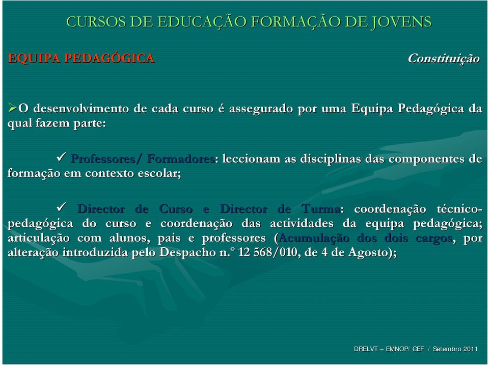 Turma: : coordenação técnicot cnico- pedagógica gica do curso e coordenação das actividades da equipa pedagógica; gica; articulação com