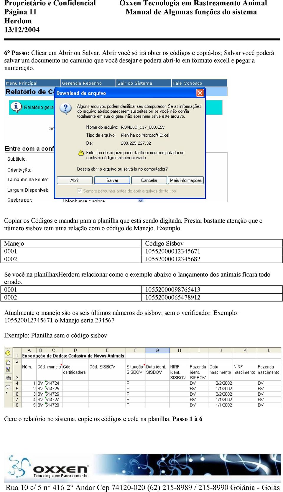 Copiar os Códigos e mandar para a planilha que está sendo digitada. Prestar bastante atenção que o número sisbov tem uma relação com o código de Manejo.