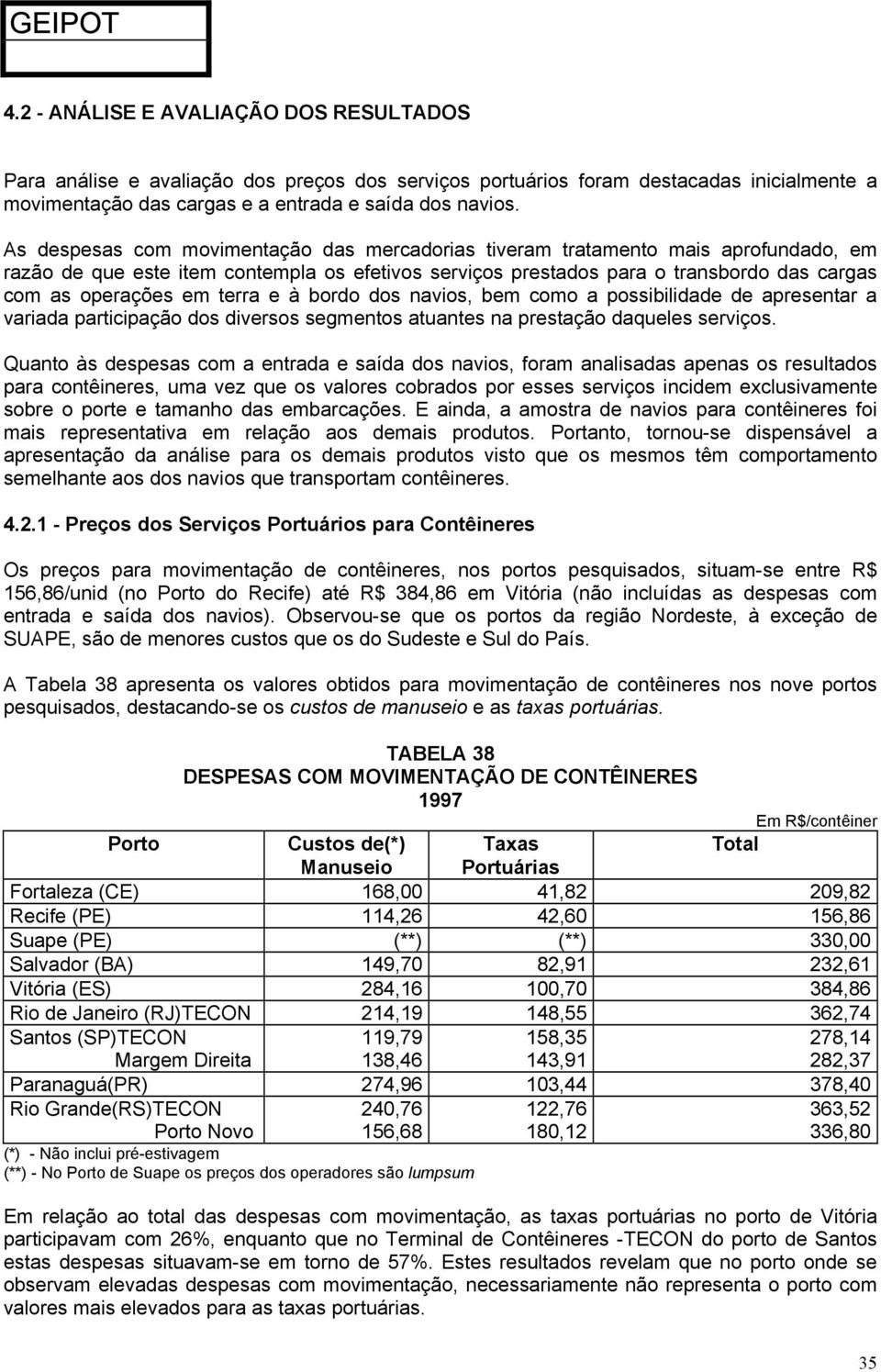 terra e à bordo dos navios, bem como a possibilidade de apresentar a variada participação dos diversos segmentos atuantes na prestação daqueles serviços.