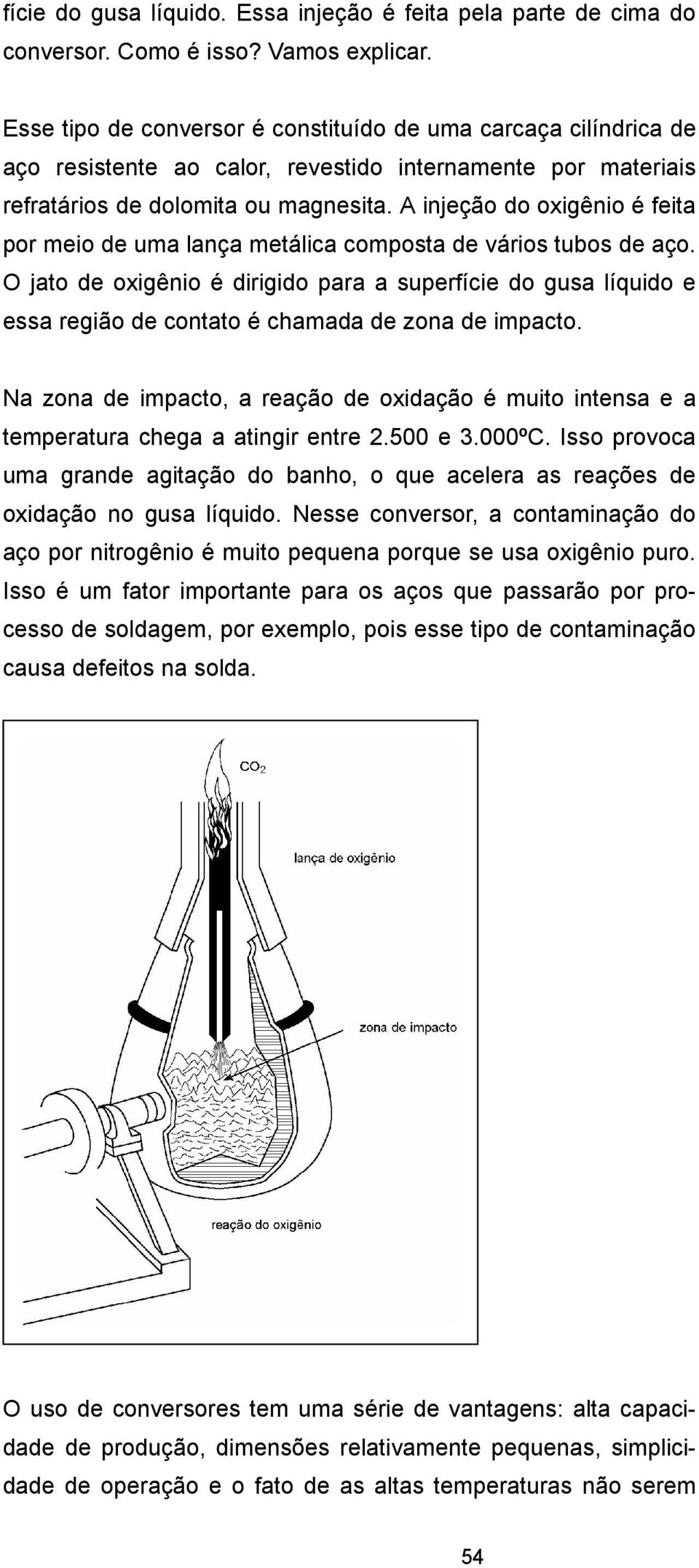 A injeção do oxigênio é feita por meio de uma lança metálica composta de vários tubos de aço.