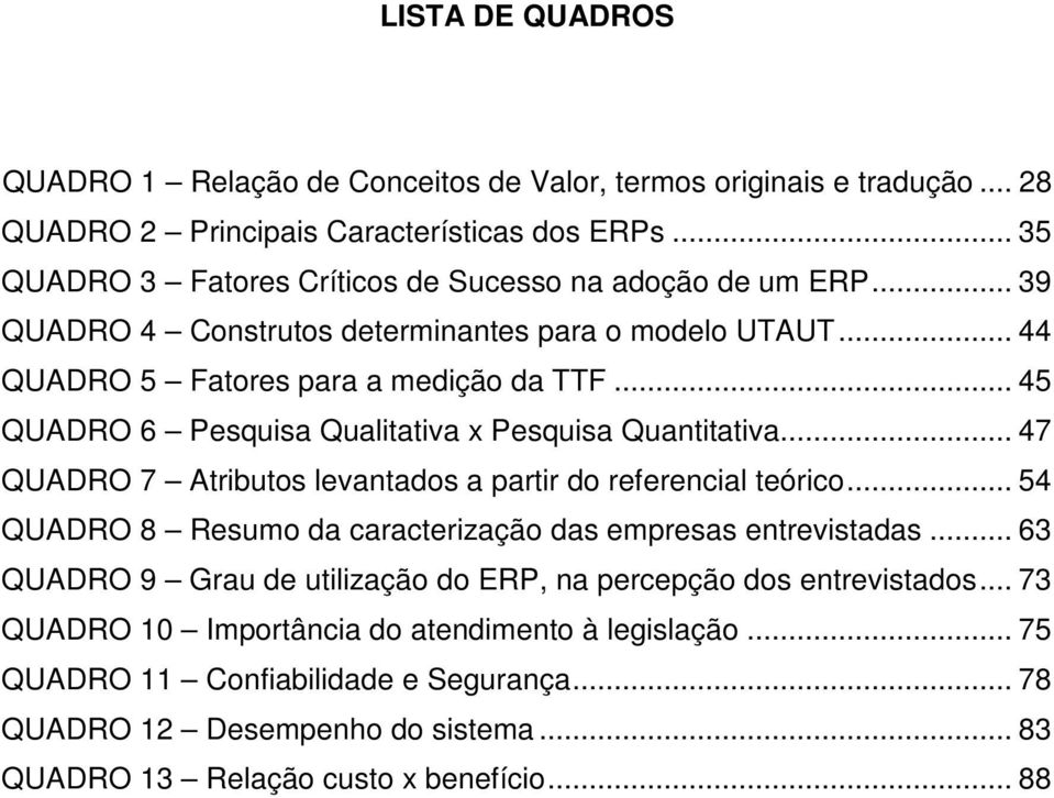 .. 45 QUADRO 6 Pesquisa Qualitativa x Pesquisa Quantitativa... 47 QUADRO 7 Atributos levantados a partir do referencial teórico.