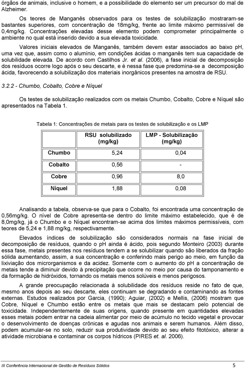 Concentrações elevadas desse elemento podem comprometer principalmente o ambiente no qual está inserido devido a sua elevada toxicidade.