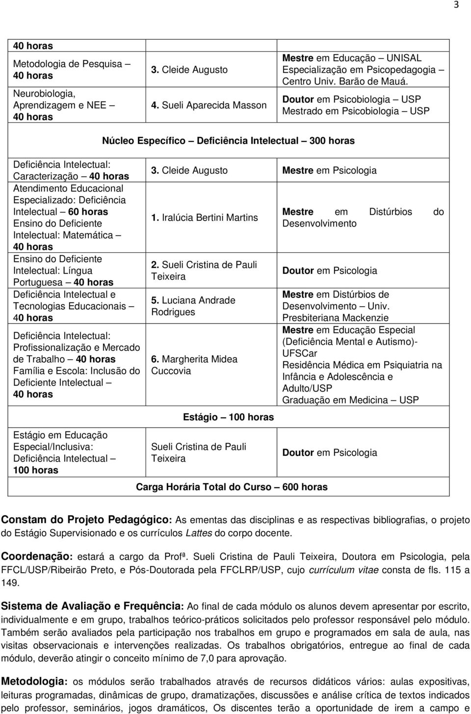 Intelectual: Matemática Ensino do Deficiente Intelectual: Língua Portuguesa Deficiência Intelectual e Tecnologias Educacionais Deficiência Intelectual: Profissionalização e Mercado de Trabalho