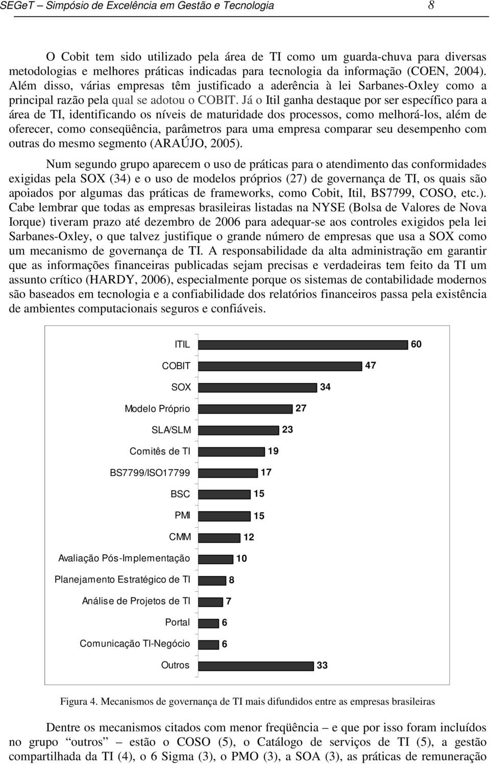 Já o Itil ganha destaque por ser específico para a área de TI, identificando os níveis de maturidade dos processos, como melhorá-los, além de oferecer, como conseqüência, parâmetros para uma empresa