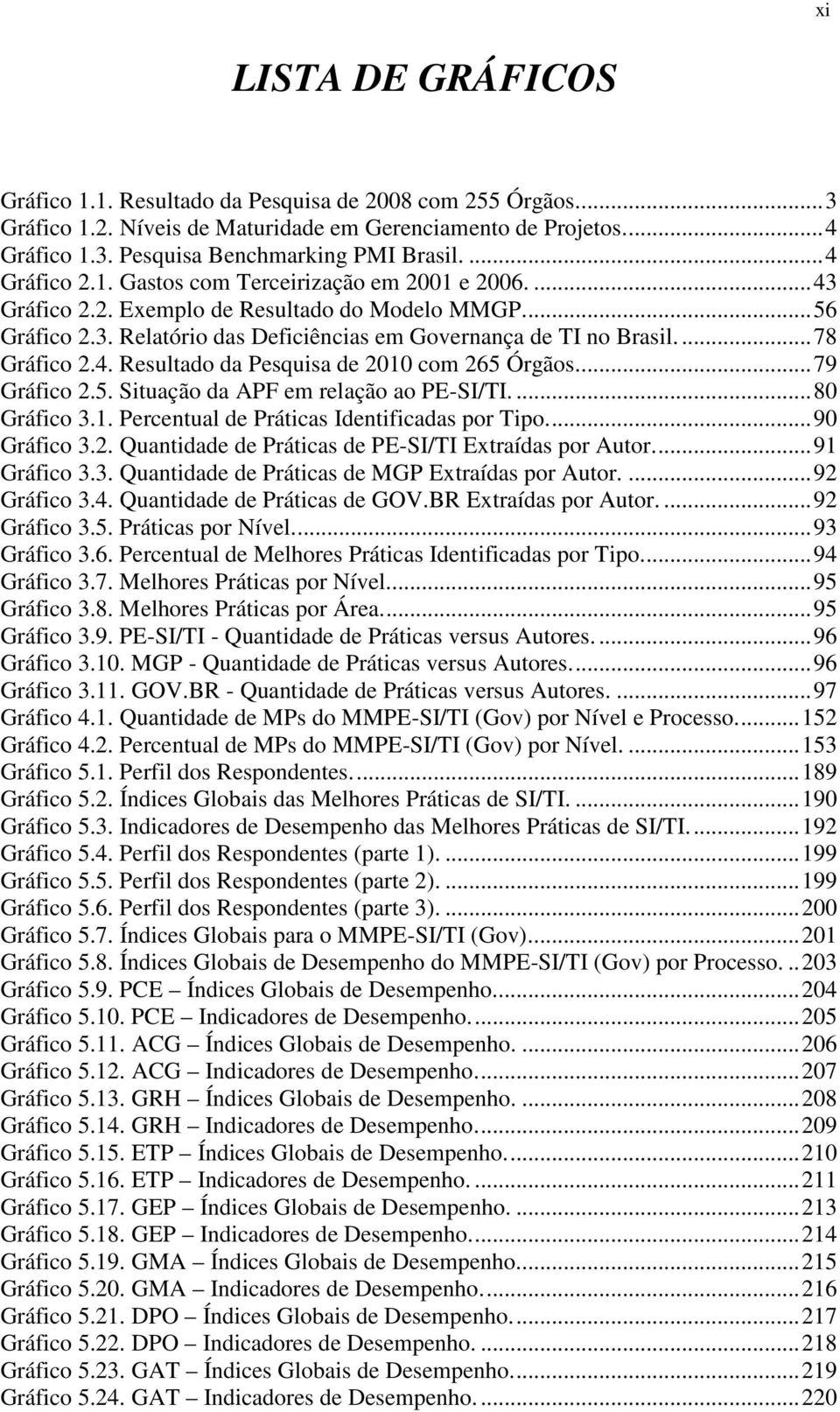 ... 78 Gráfico 2.4. Resultado da Pesquisa de 2010 com 265 Órgãos.... 79 Gráfico 2.5. Situação da APF em relação ao PE-SI/TI.... 80 Gráfico 3.1. Percentual de Práticas Identificadas por Tipo.