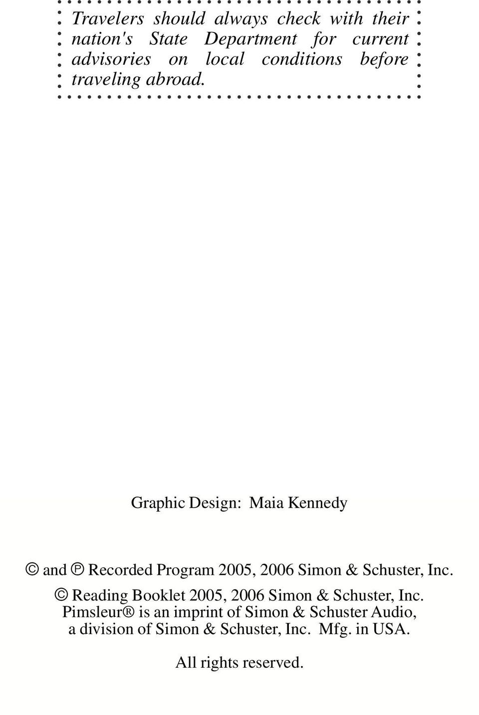 Graphic Design: Maia Kennedy and Recorded Program 2005, 2006 Simon & Schuster, Inc.