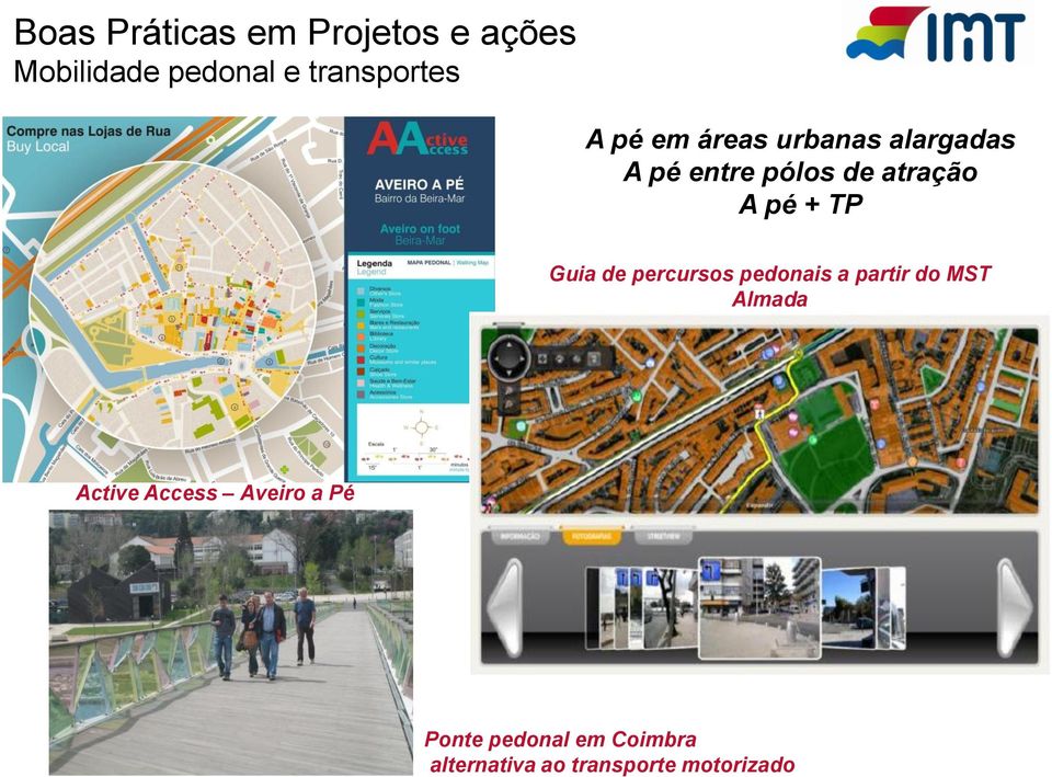 de percursos pedonais a partir do MST Almada Active Access Aveiro a Pé