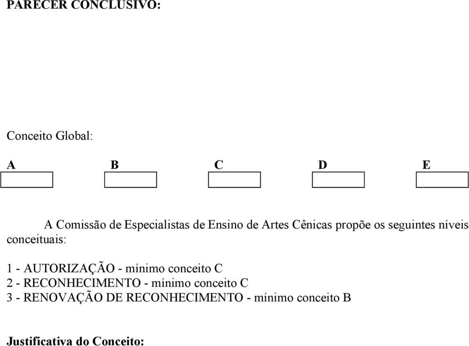 AUTORIZAÇÃO - mínimo conceito C 2 - RECONHECIMENTO - mínimo conceito