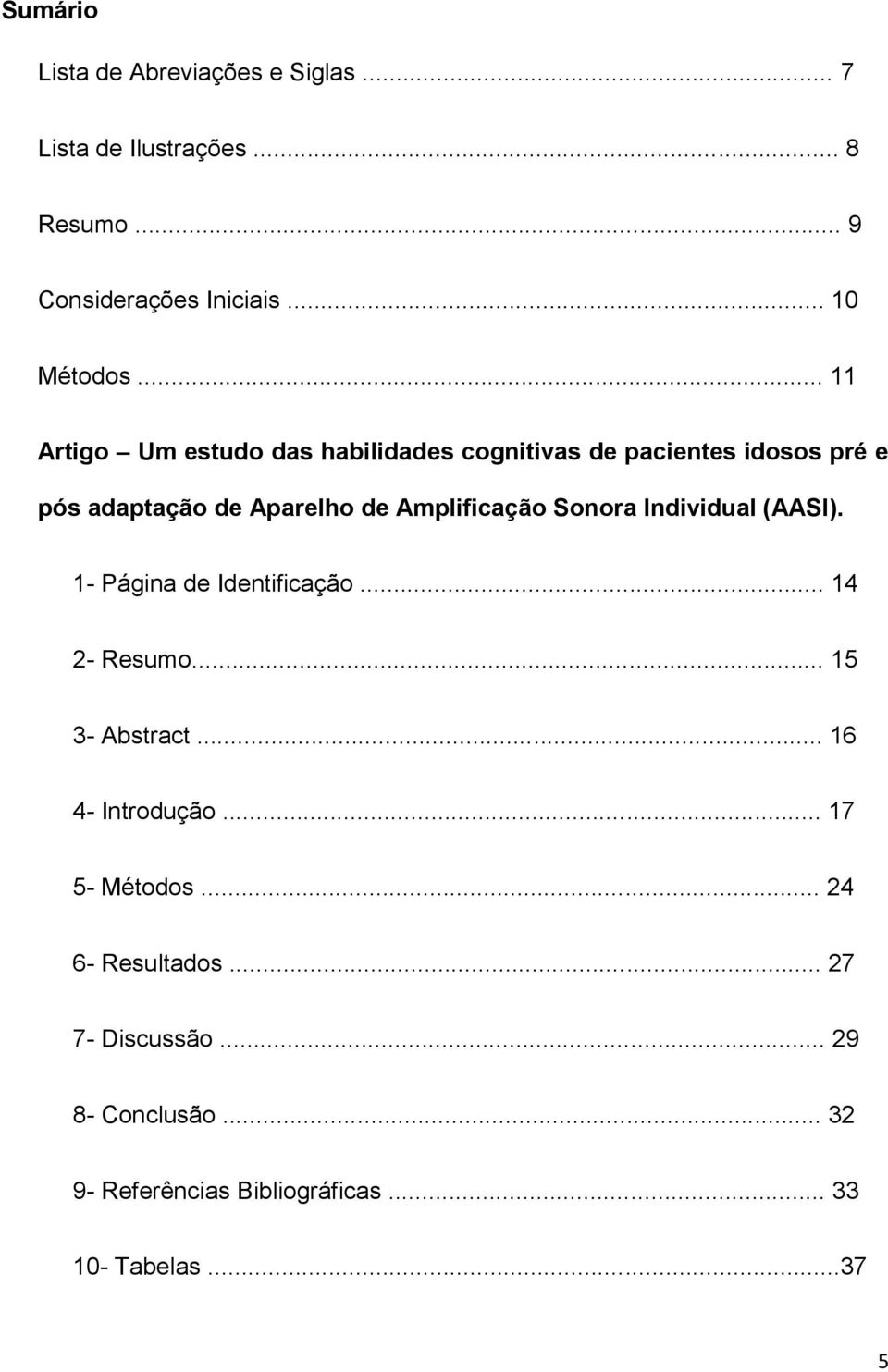 Sonora Individual (AASI). 1- Página de Identificação... 14 2- Resumo... 15 3- Abstract... 16 4- Introdução.