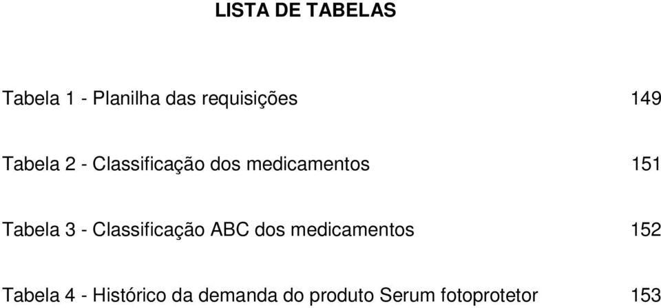 Tabela 3 - Classificação ABC dos medicamentos 152