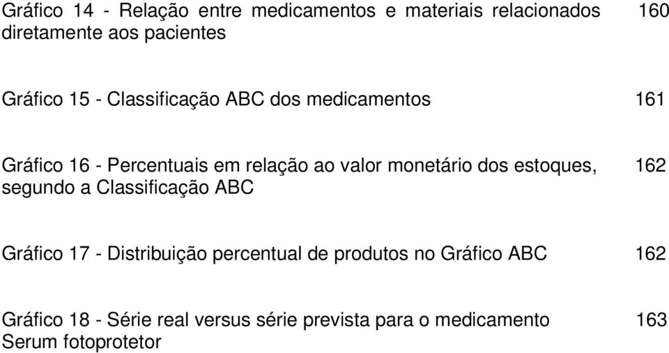 monetário dos estoques, 162 segundo a Classificação ABC Gráfico 17 - Distribuição percentual de