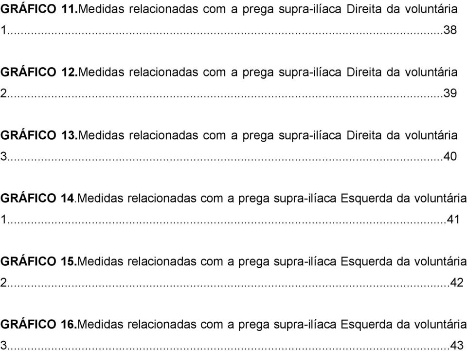 Medidas relacionadas com a prega supra-ilíaca Direita da voluntária 3...40 GRÁFICO 14.