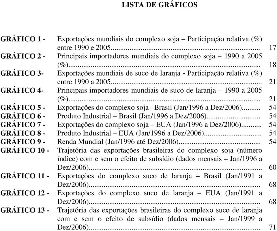 .. 21 GRÁFICO 5 - Exporações do complexo soja Brasil (Jan/1996 a Dez/2006)... 54 GRÁFICO 6 - Produo Indusrial Brasil (Jan/1996 a Dez/2006).