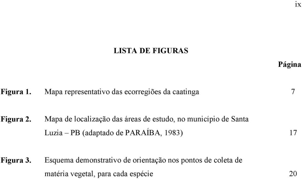 Mapa de localização das áreas de estudo, no município de Santa Luzia PB